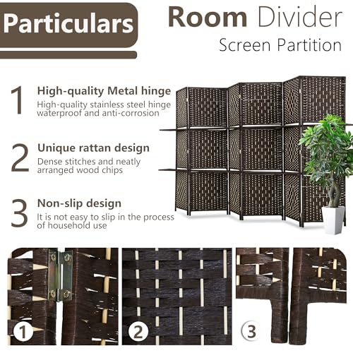 4 Panel Wood Room Divider with Storage Shelves E1920