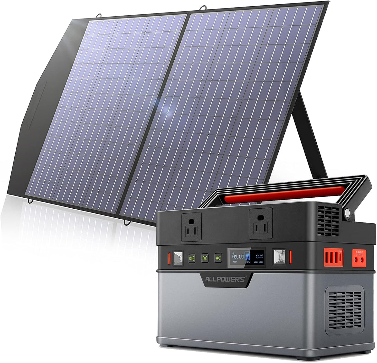 500W 606Wh 110V 164000mAh Portable Power Station with 100W Foldable Solar Panel L9923