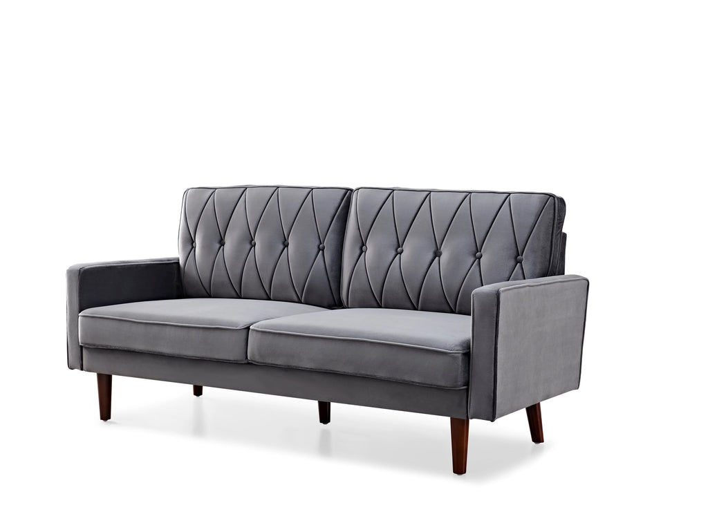 Grey Velvet Square Arm Sofa J507588