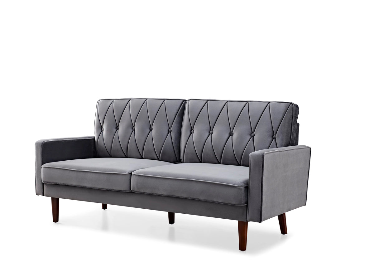 Grey Velvet Square Arm Sofa J507588