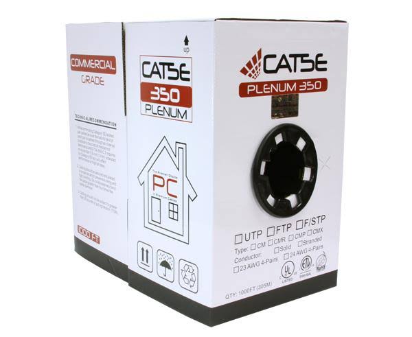 Cat5e Plenum Bulk Ethernet Cable, Cmp UL Listed, Solid Copper UTP, 24 AWG 1000ft White P30297