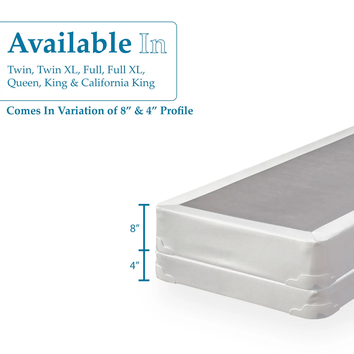 4" Split Fully Assembled Wood Box Spring, Queen, White L626988