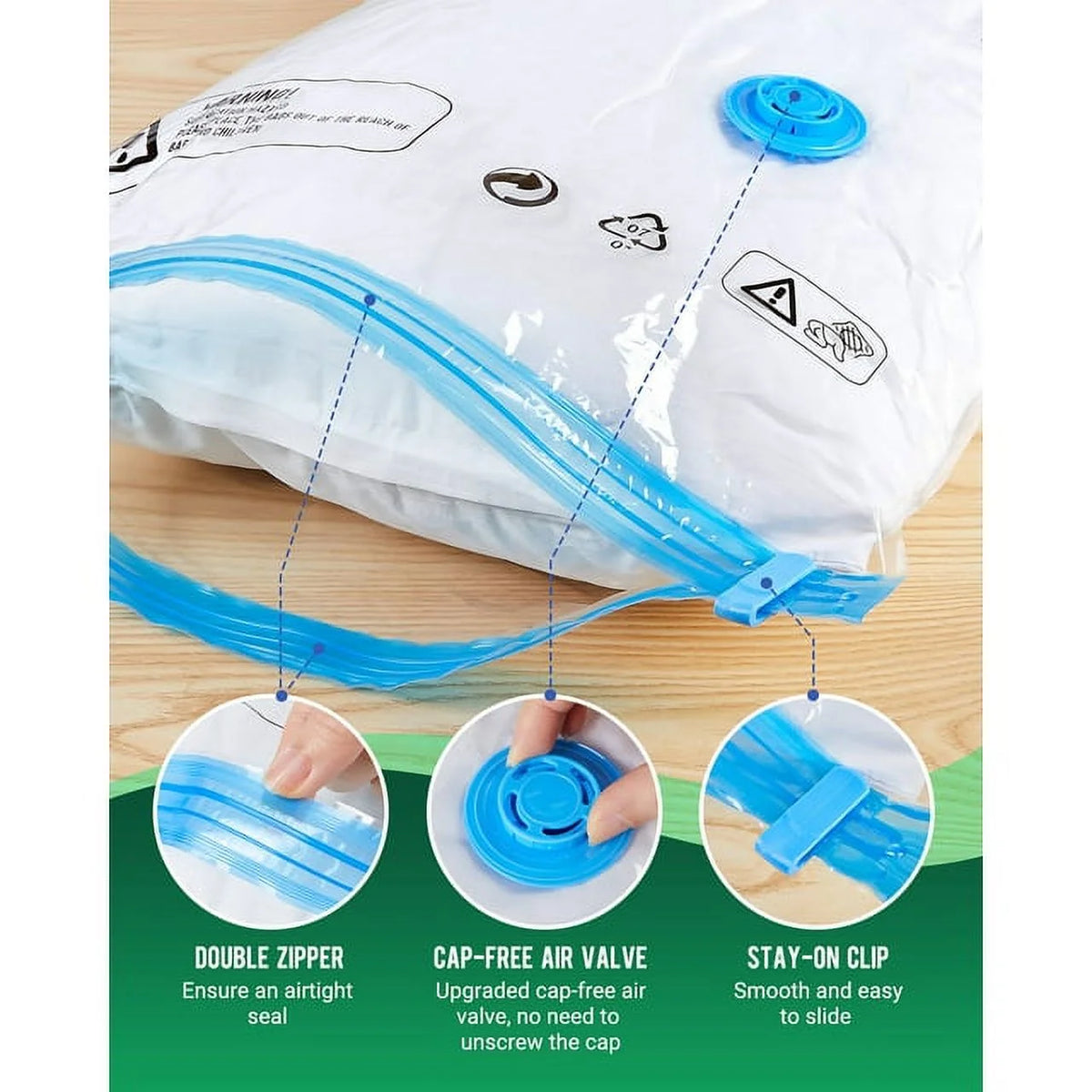 10 Pack Vacuum Storage Bags Small with Electric Air Pump Reusable Compression 24"x16" R122161
