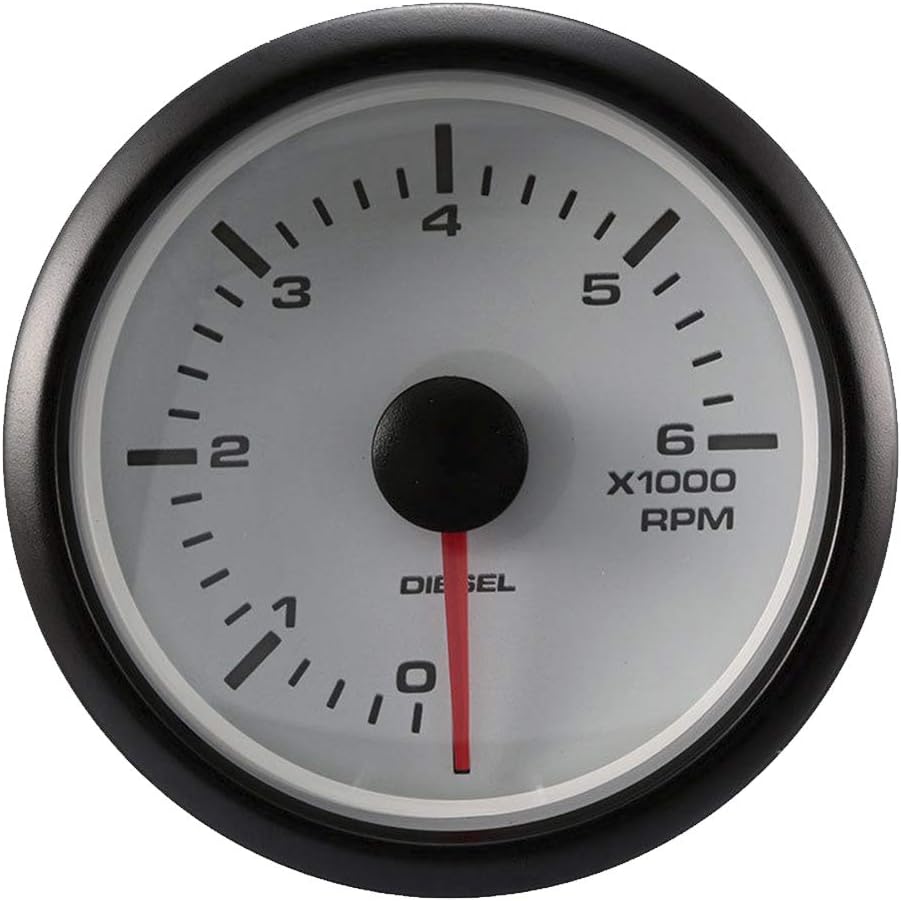 8000 RPM Universal Electronic Tachometer Gauge 2-1/16 52mm White Amber LED Black Dial Chrome Rim Pack of 2 T17011