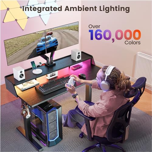 White Electric Height Adjustable Standing Desk with Storage Shelves L910
