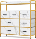 White 7 Drawer Chest of Drawers with Steel Frame and Wood Top U565563