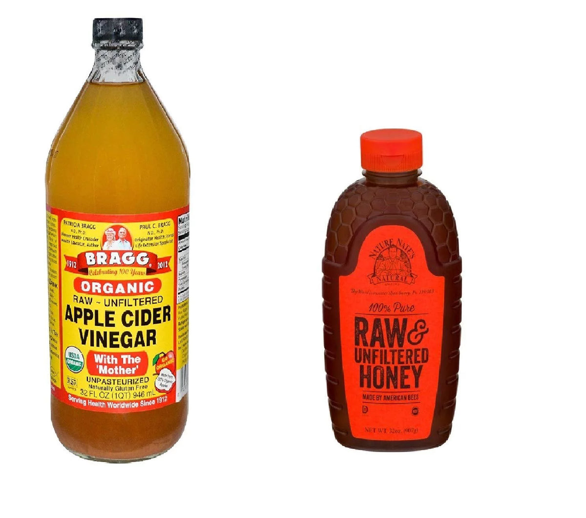 Apple Cider Vinegar Organic Raw Unfiltered 32 Oz + Raw Unfiltered Honey 16 Oz J9069