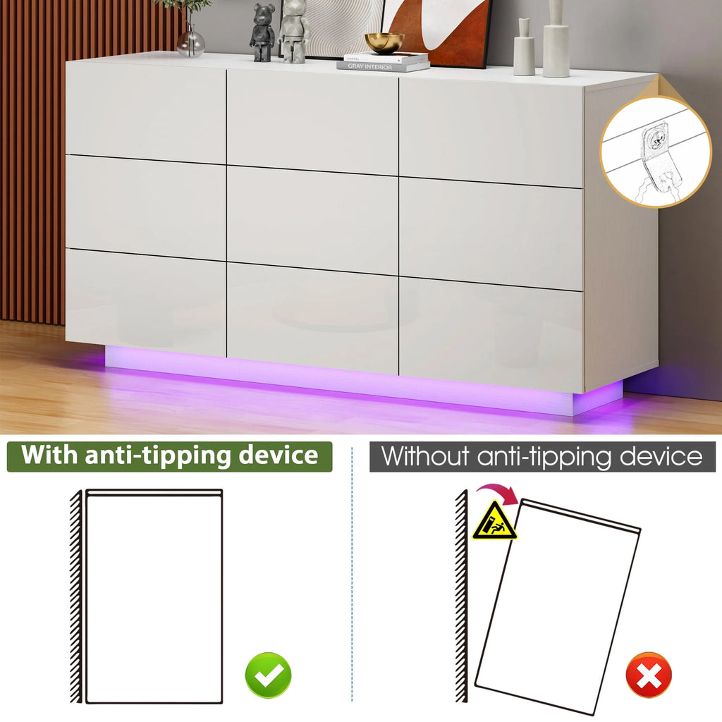 White 9 Drawer Dresser Storage Cabinet G92360