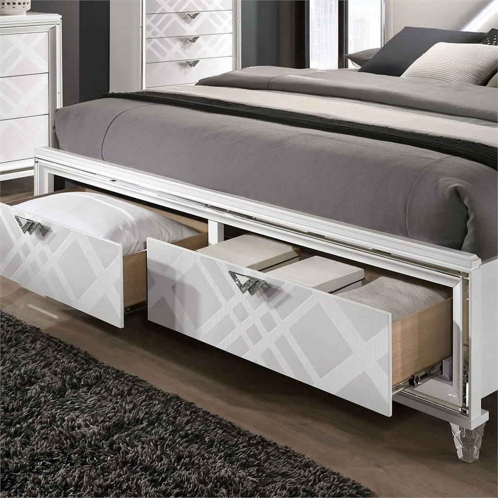 White 3-Piece Solid Wood Bedroom Set King 2 Nightstands L758