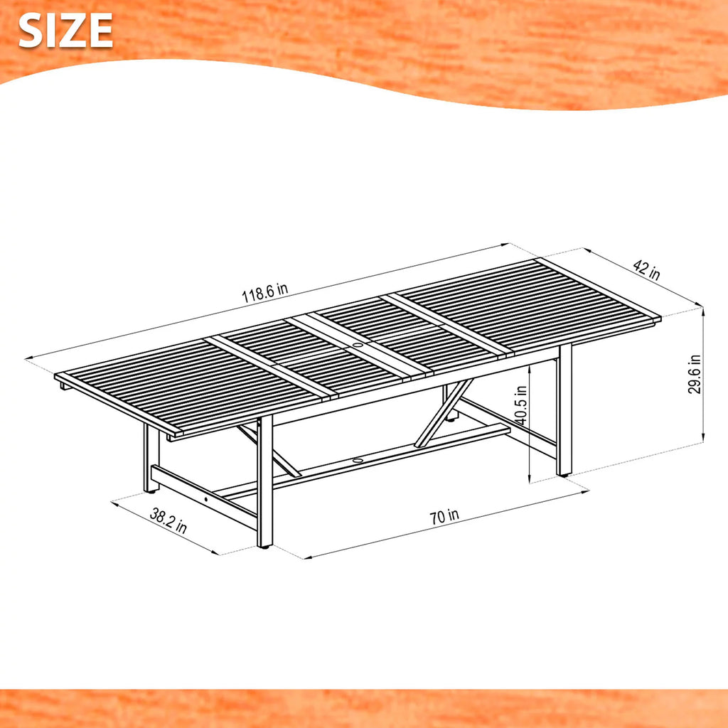 11-Piece Extendable Eucalyptus Wood Patio Dining Set K1211