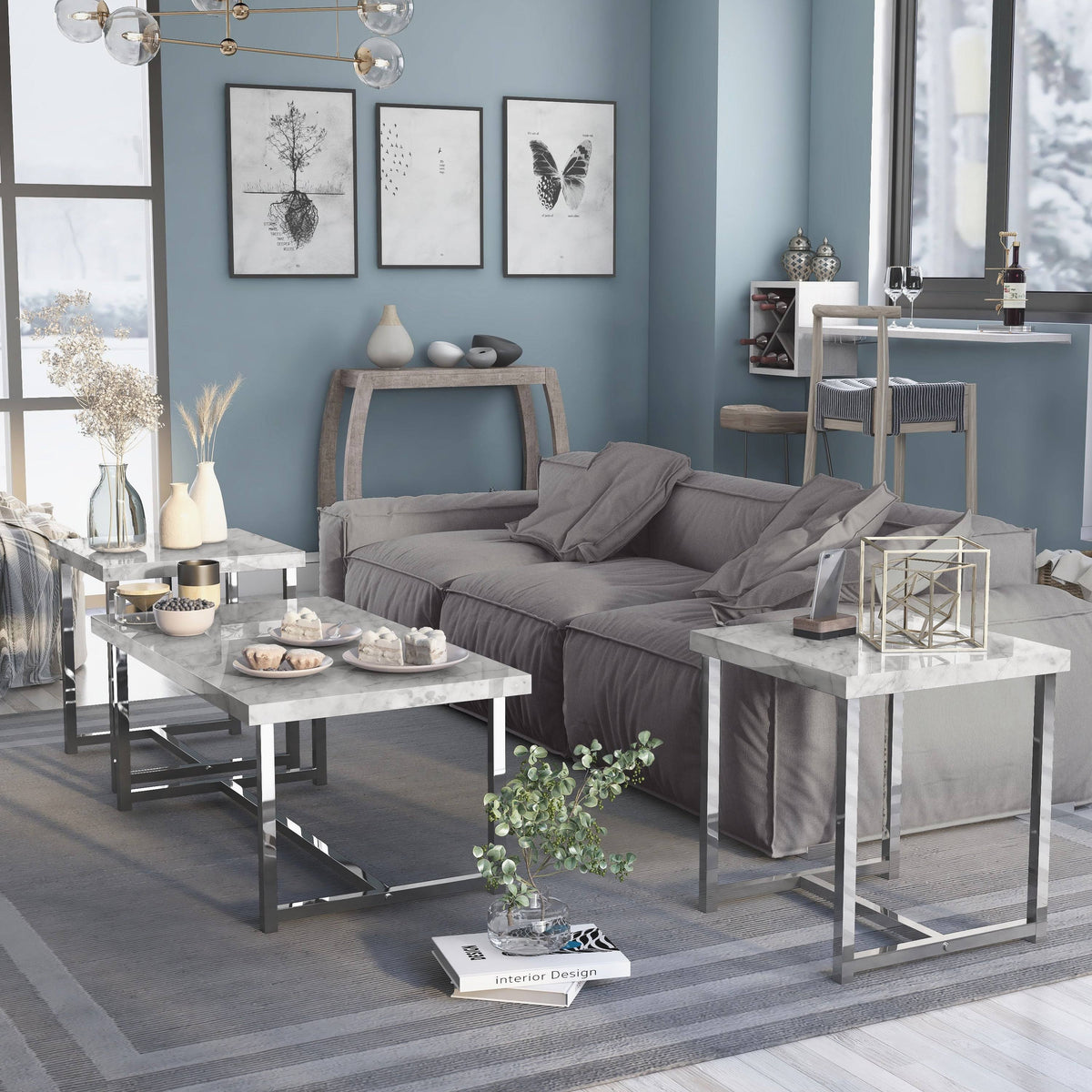 White 3-Piece Coffee Table Set F263786