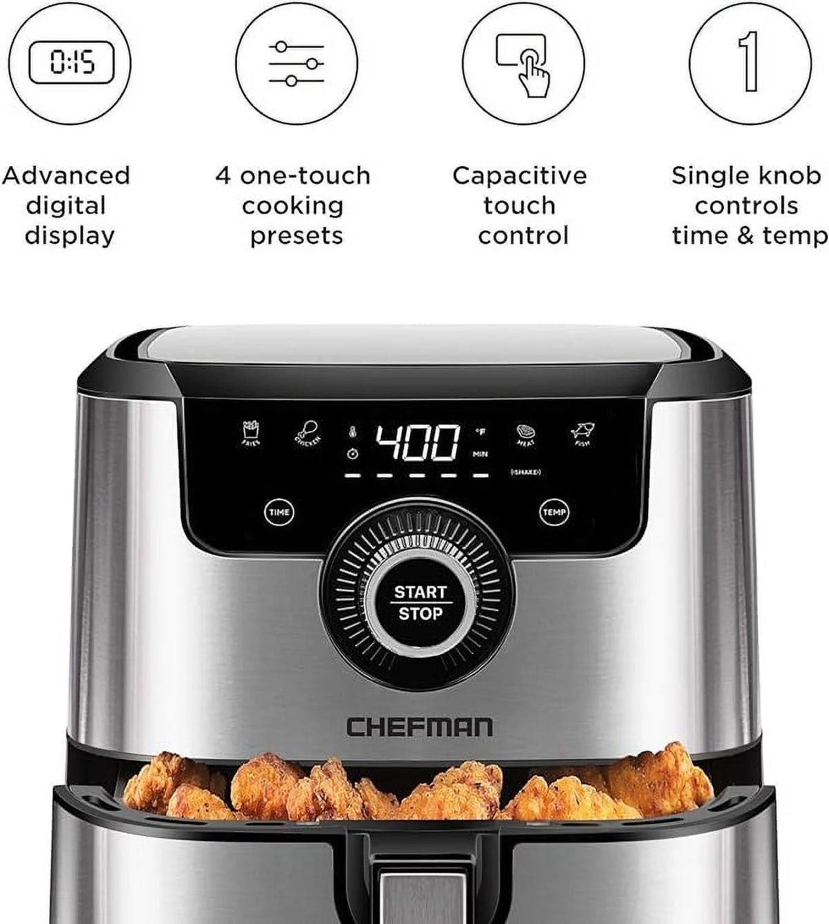 Air Fryer 4.5 Qt Dual Control Temperature Silver L33174