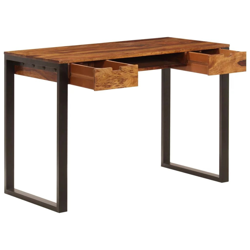 Retro Sheesham Wood Writing Desk with 2 Storage Drawers D920582