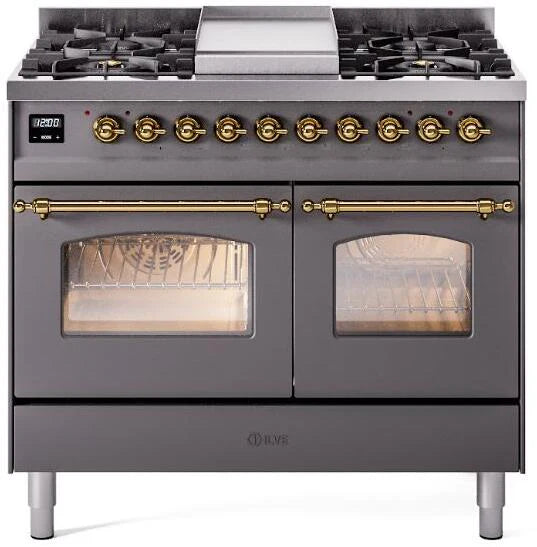 40 Dual Fuel Natural Gas Range Matte Graphite Brass Trim Y93246