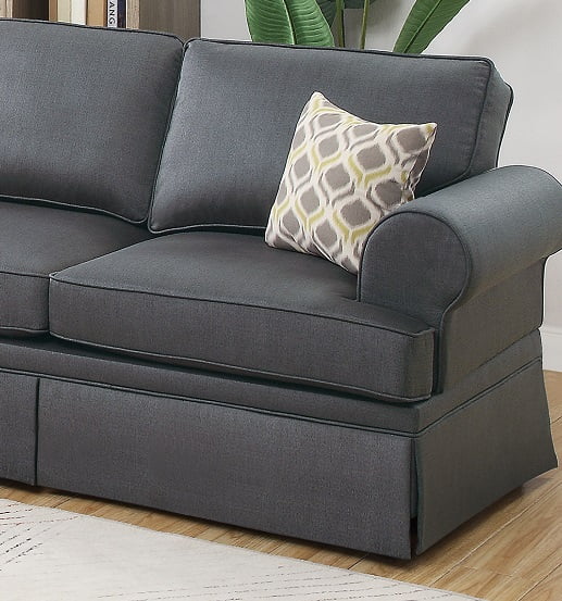 Charcoal Glossy Polyfiber 2pcs Sofa Set O33559