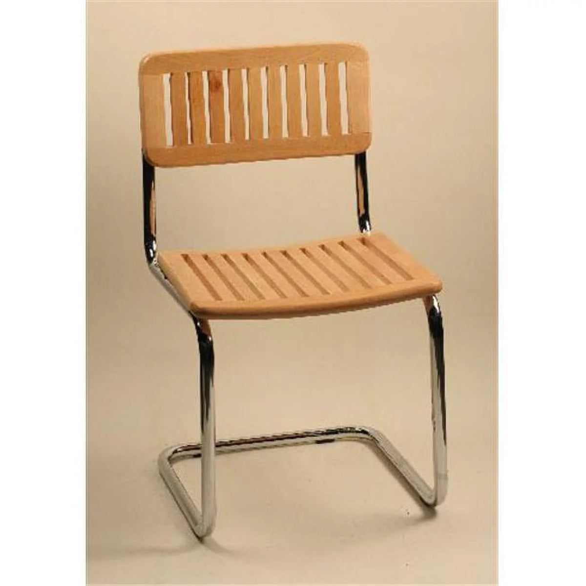 Slat Wood Chair Chrome Frame C5083
