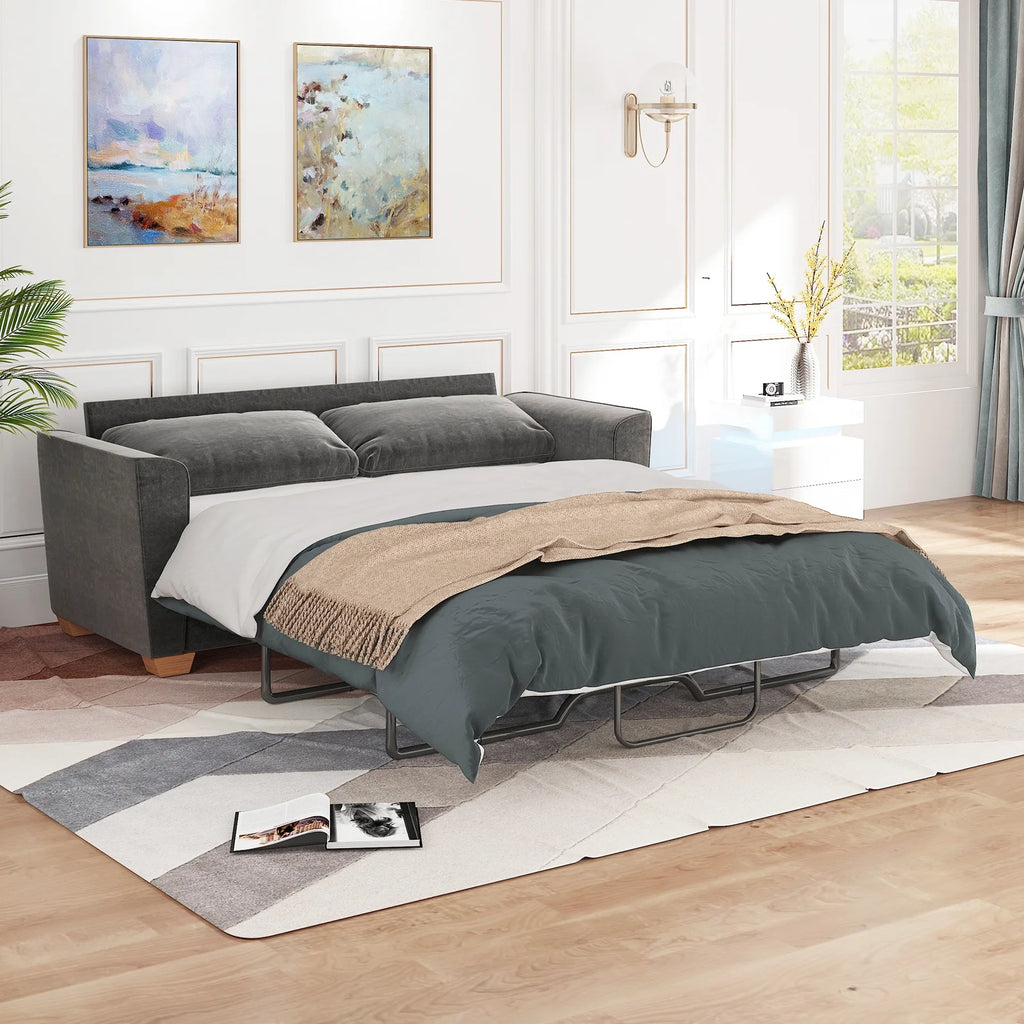 Grey Full Pull Out Sofa Bed with Memory Foam Mattress B33286