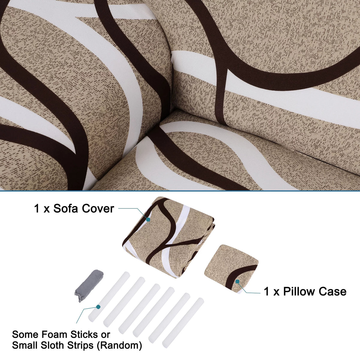 Beige Stretch Sofa Slipcover W949739