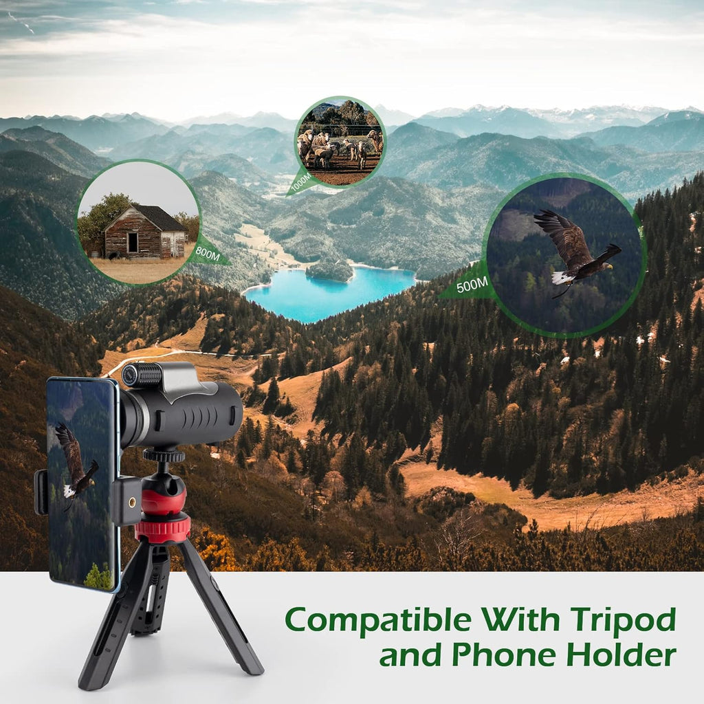 10x42 HD Waterproof Fogproof Monocular with Hand Strap Tripod Phone Adapter S307971
