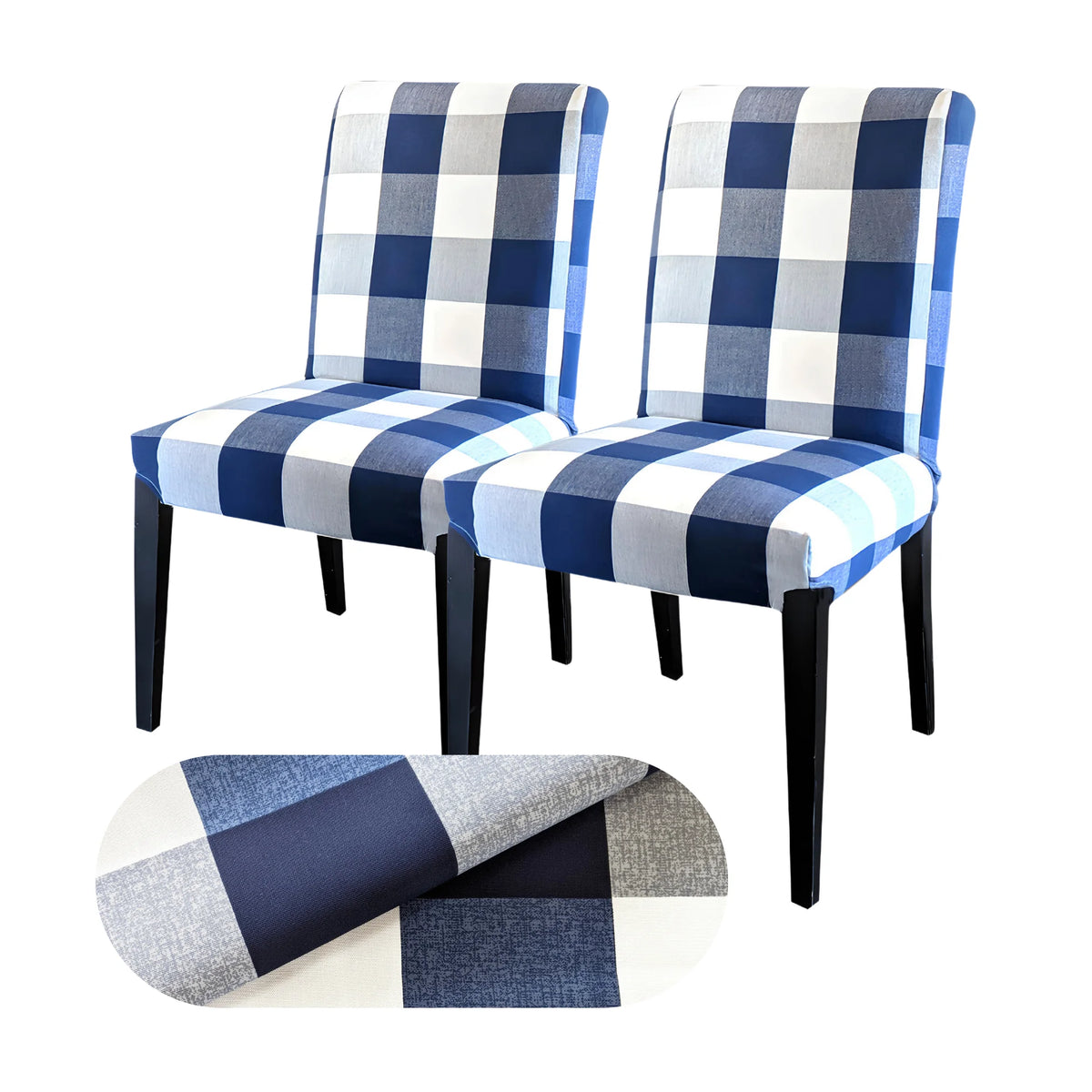 100% Cotton Buffalo Check Beige Slipcover Set of 2 C161