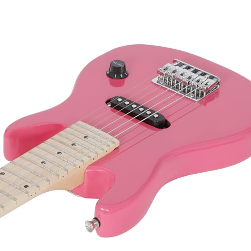 30 Inch Solid Wood Body Black Electric Guitar Starter Kit with 5W Amplifier V86972