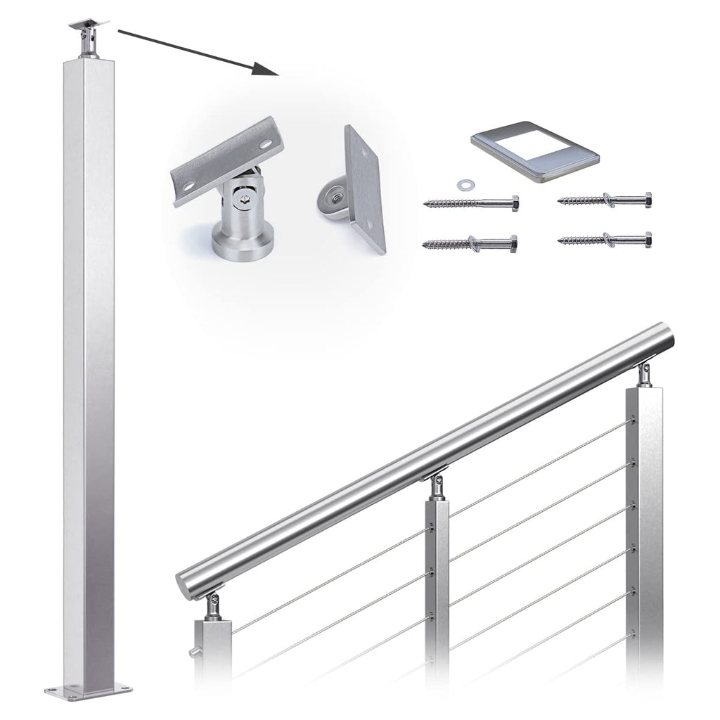 Cable Railing Corner Post 36x2x2 Surface Mount C268