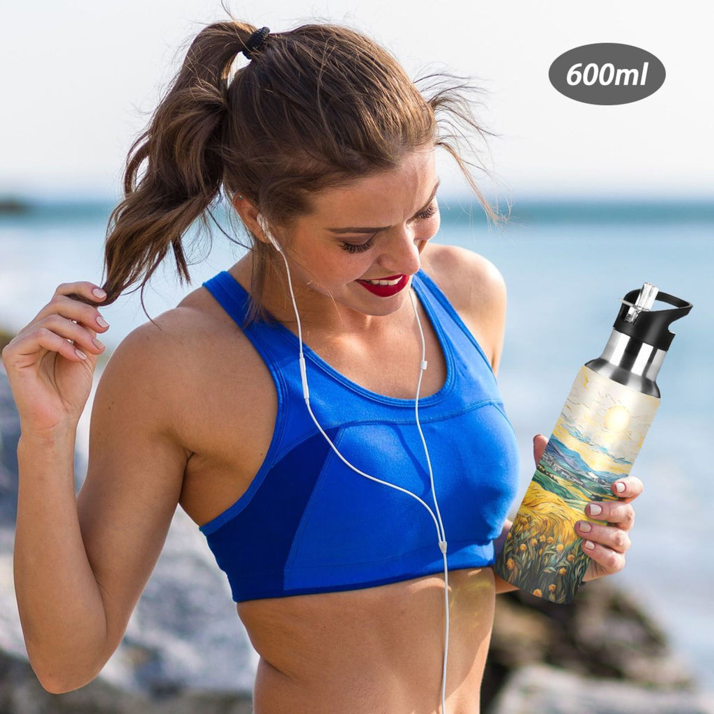 20 oz Insulated Stainless Steel Water Bottle with Straw Lid Q51447
