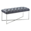 Slate Grey Linen Bench with Brushed Stainless Steel S2359