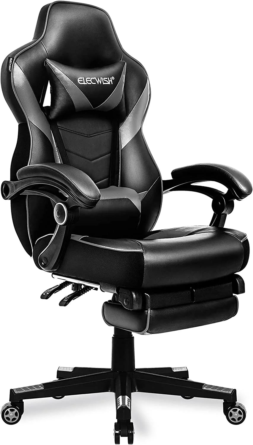 Gray Gaming Chair with Footrest P254068