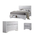 White Wood 3 Piece Bedroom Set with Full Size Platform Bed G7646
