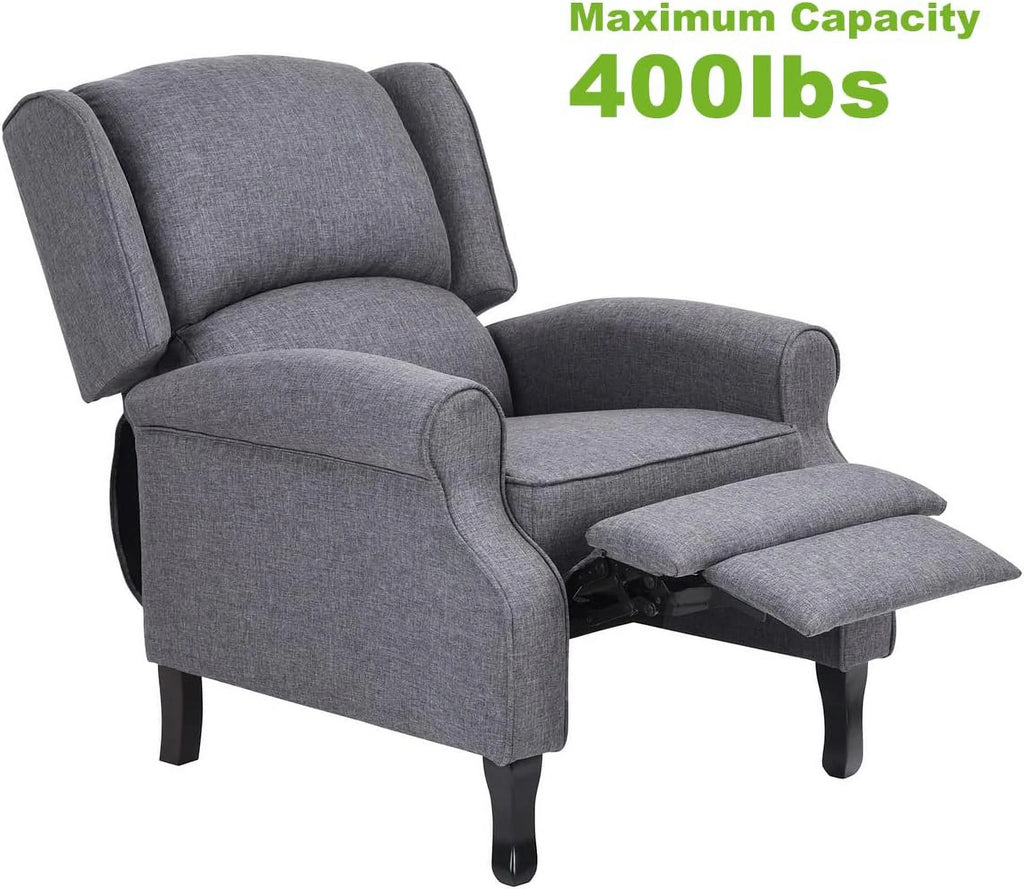 Gray Fabric Manual Push Back Recliner Sofa E485859
