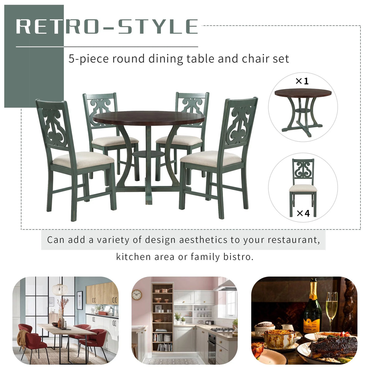 5-Piece Round Dining Table Set S246103