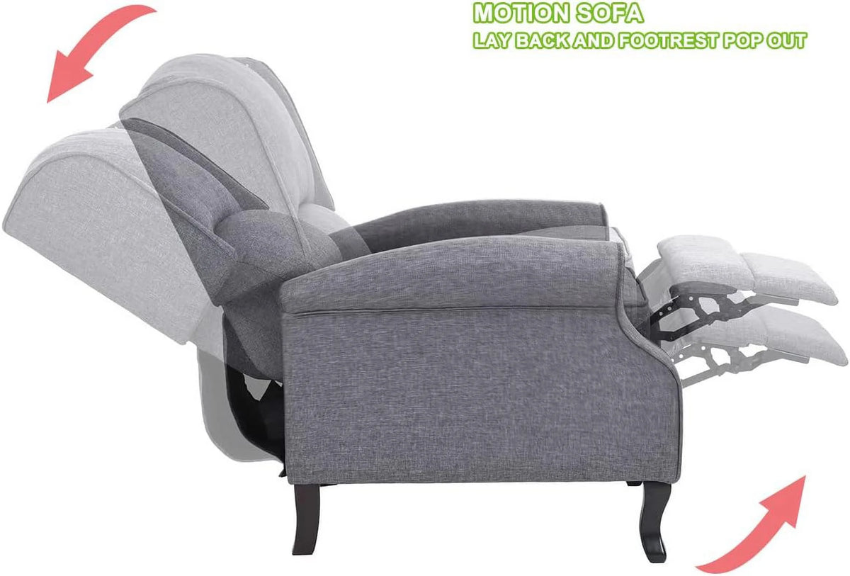 Gray Fabric Manual Push Back Recliner Sofa E485859