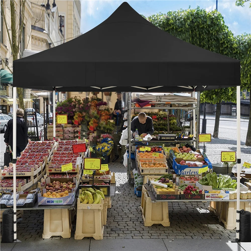 Black 10 FT Pop-up Canopy with Roller Bag and Sandbags W94294