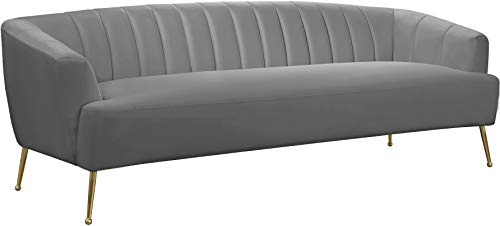 Grey Velvet Upholstered Sofa T7428