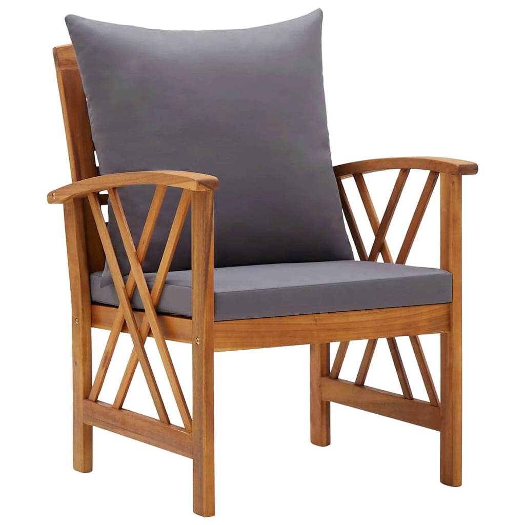 5 Piece Acacia Wood Garden Set with Cushions T8505