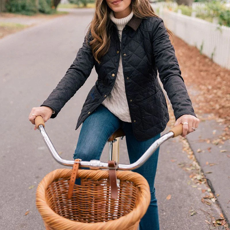 Corduroy Collar Diamond Quilted Barn Jacket N7737