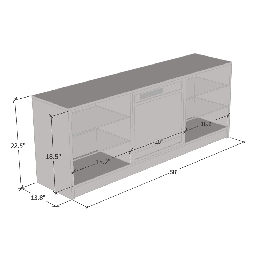 High Gloss Fireplace TV Stand with Storage Cabinets and LED Lights W11031