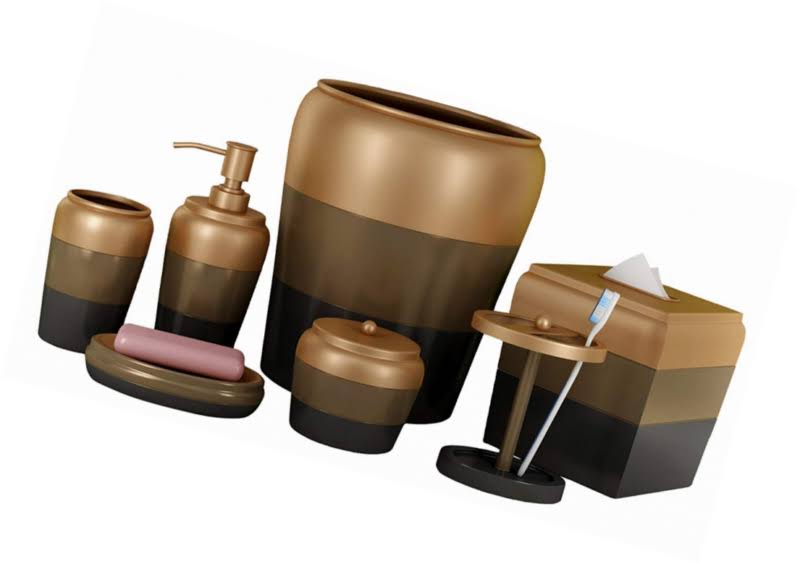 3 Tone Copper Bath Accessories Set of 7 M278796