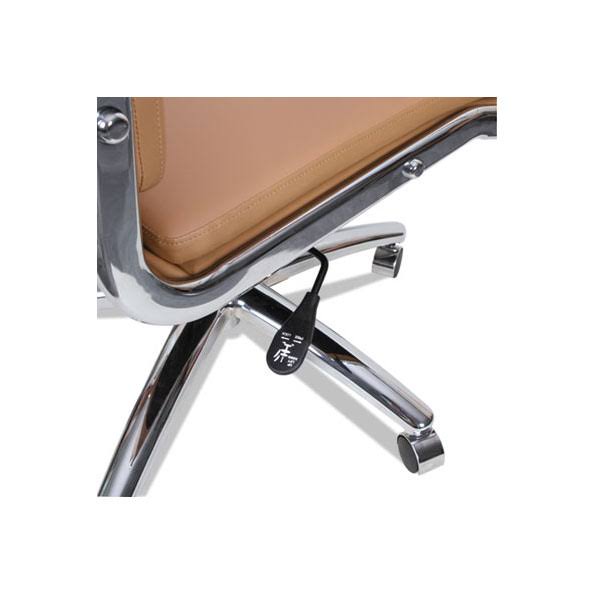 Mid-Back Slim Profile Chair Camel Soft Leather Chrome D6701