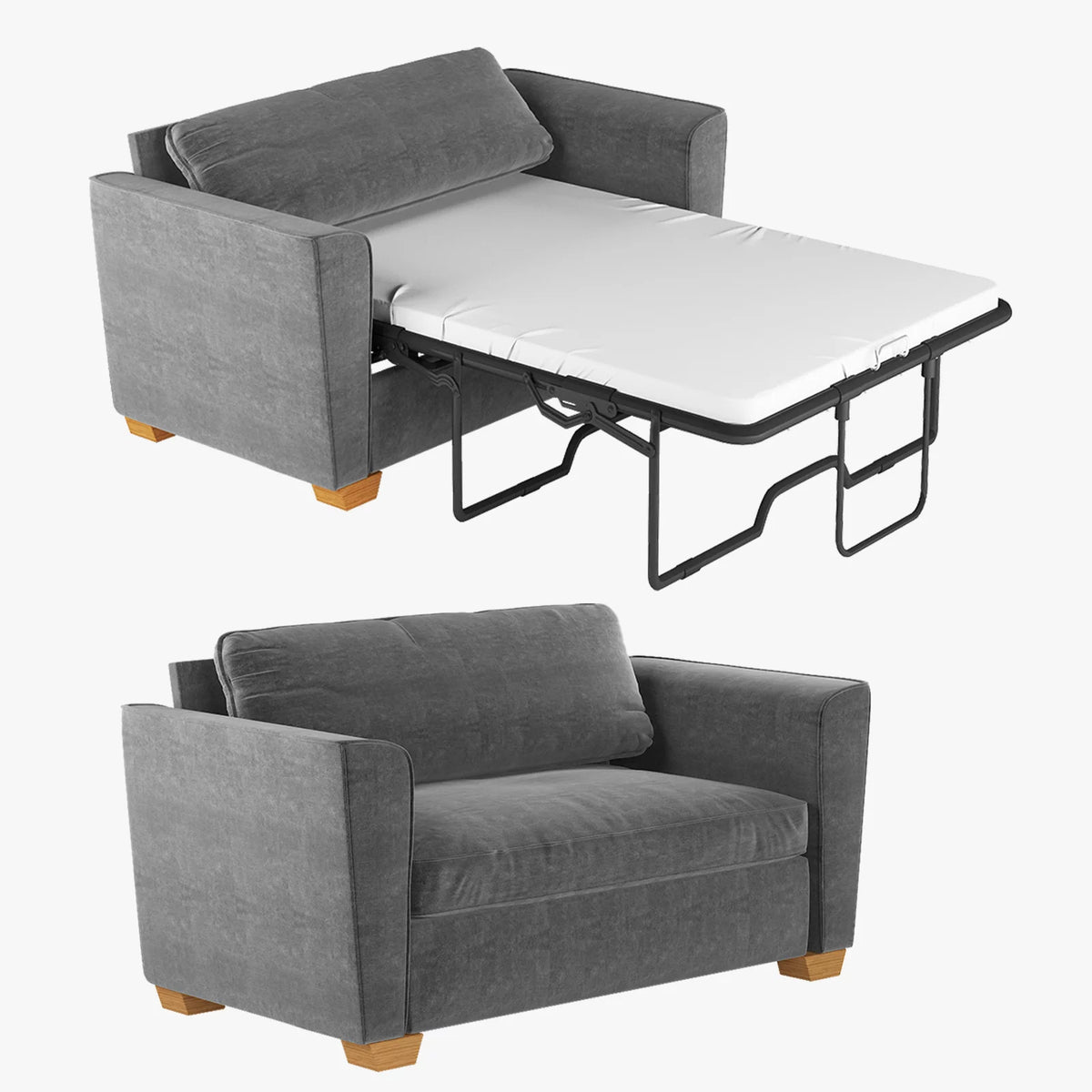 Grey Full Pull Out Sofa Bed with Memory Foam Mattress B33286