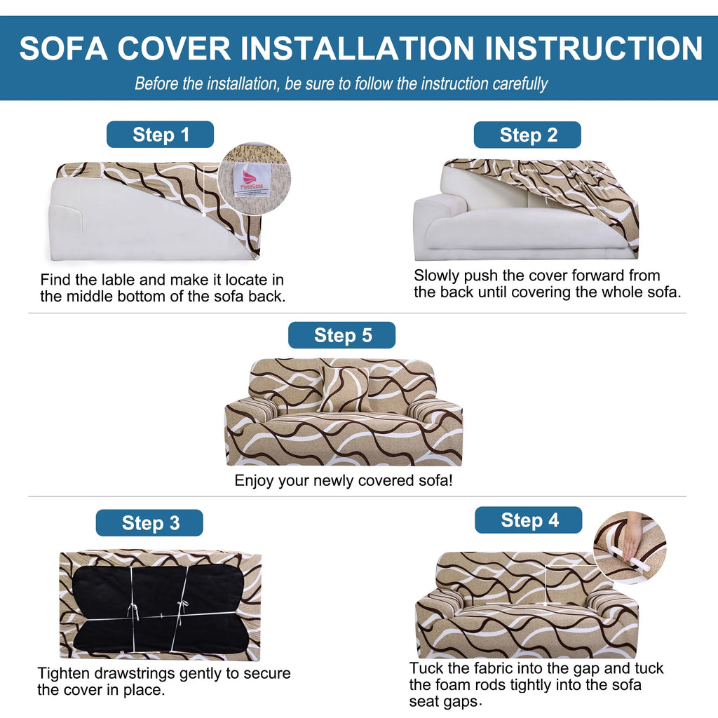 Beige Stretch Sofa Slipcover W949739