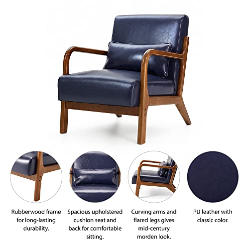 Black PU Leather Accent Armchair with Wood Frame O95413