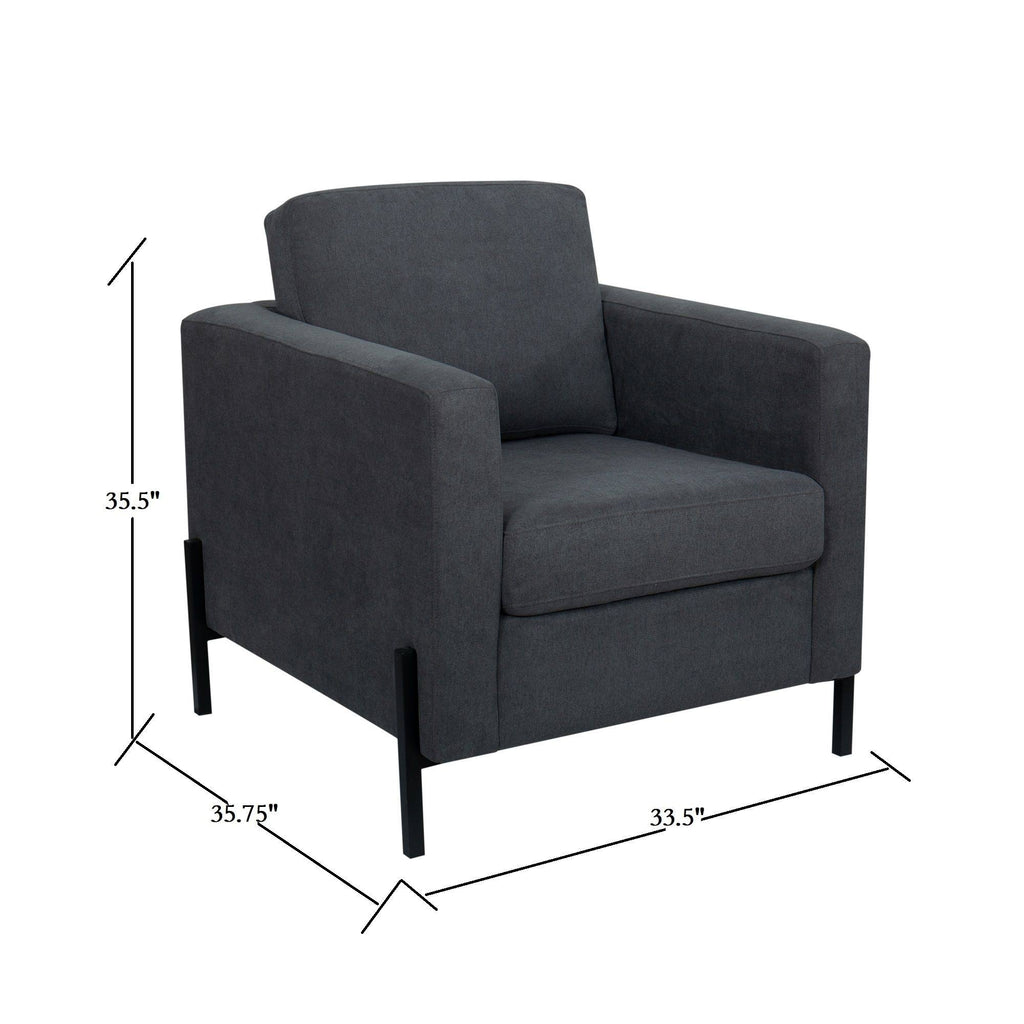 Creamy White Armchair with Black Metal Leg N32799