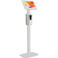 Thin Profile Floor Stand with Sanitizing Dispenser and Security Enclosure for Tablet I854945