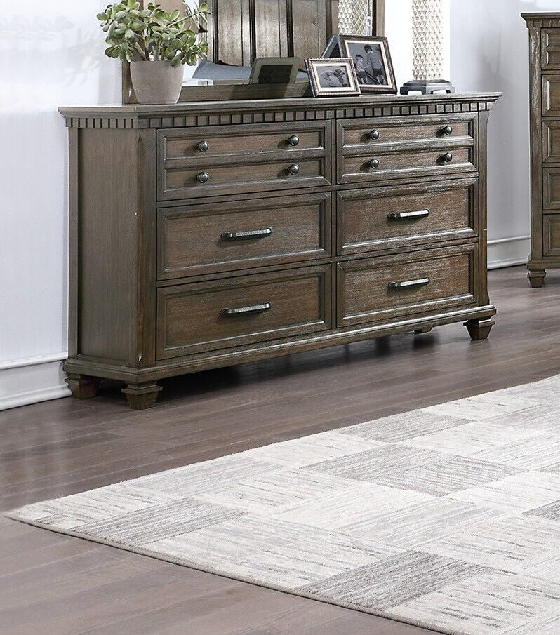 6pc Bedroom Furniture Set California King Size Bed Dresser Mirror Nightstands Chest Wooden Storage C76500