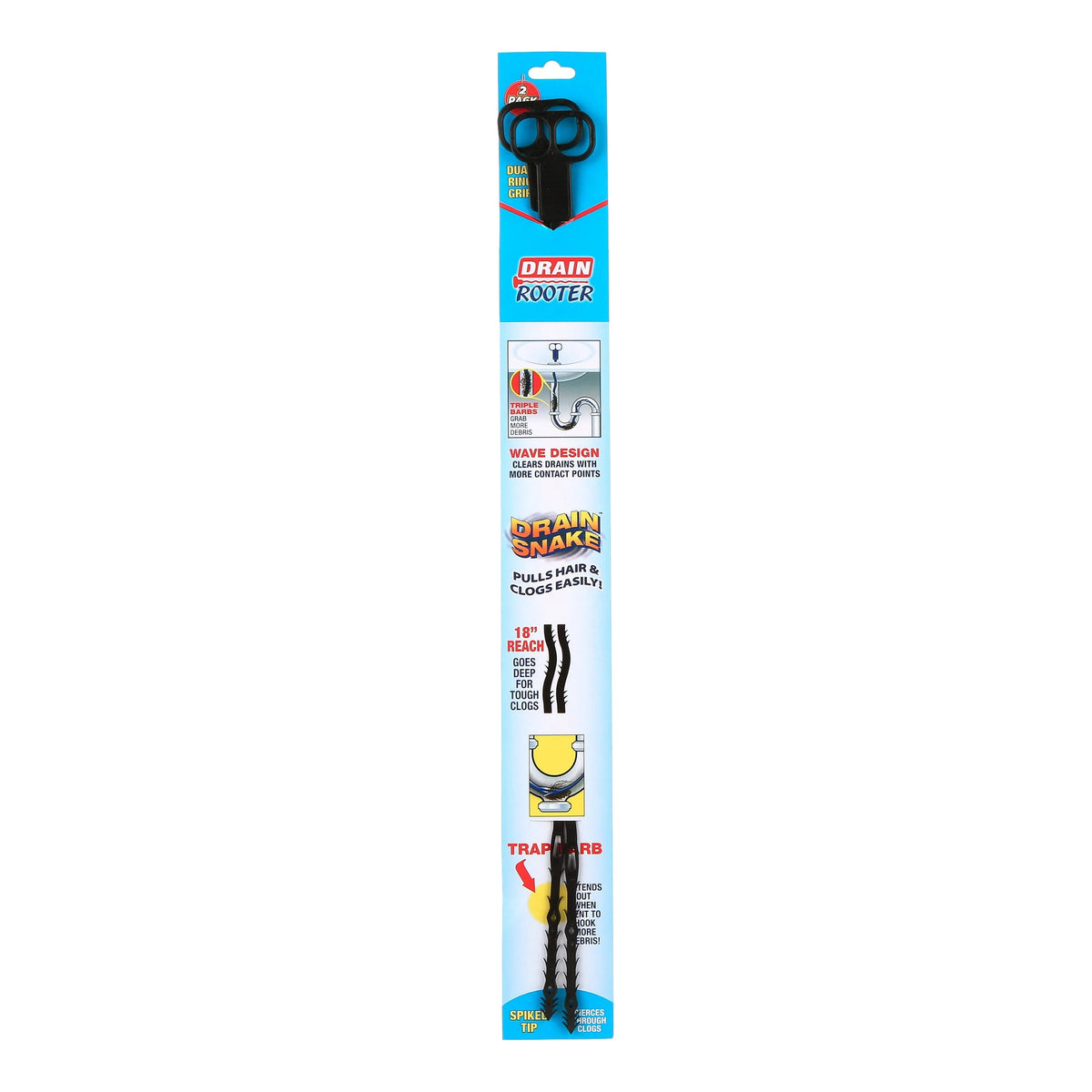 18 Flexible Plastic Drain Snake 2 Pack D326