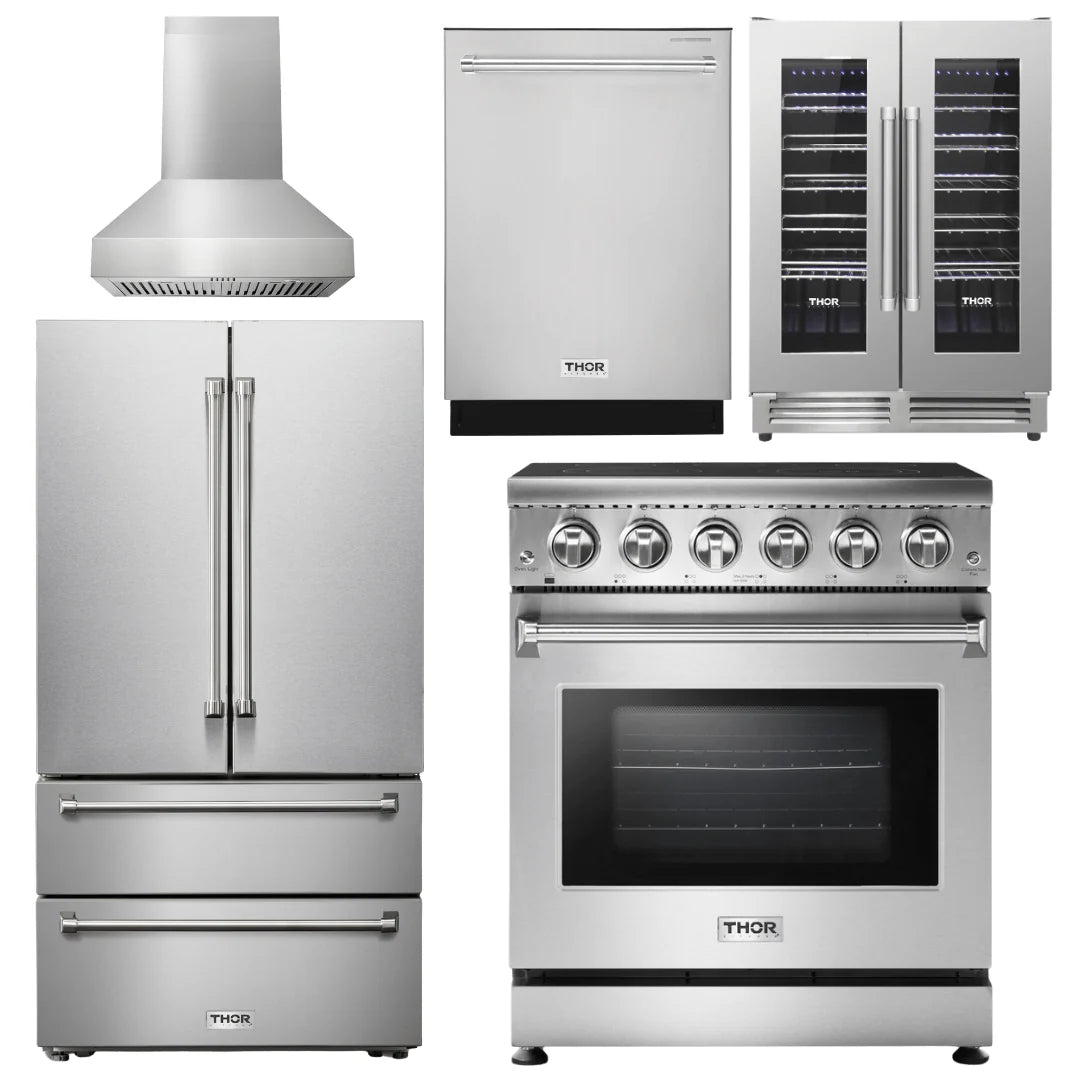 30 Electric Range, Range Hood, Refrigerator, Dishwasher, Wine Cooler H18167