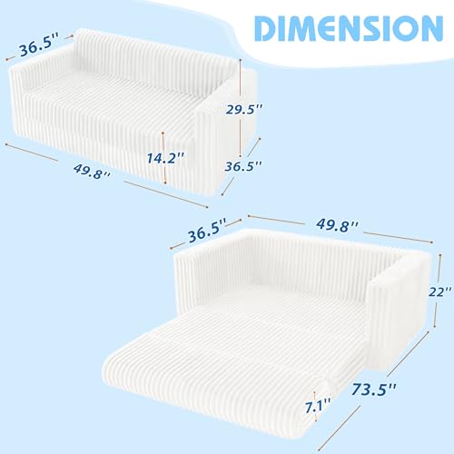 Beige 2-in-1 Folding Sofa Bed with Armrest H33365