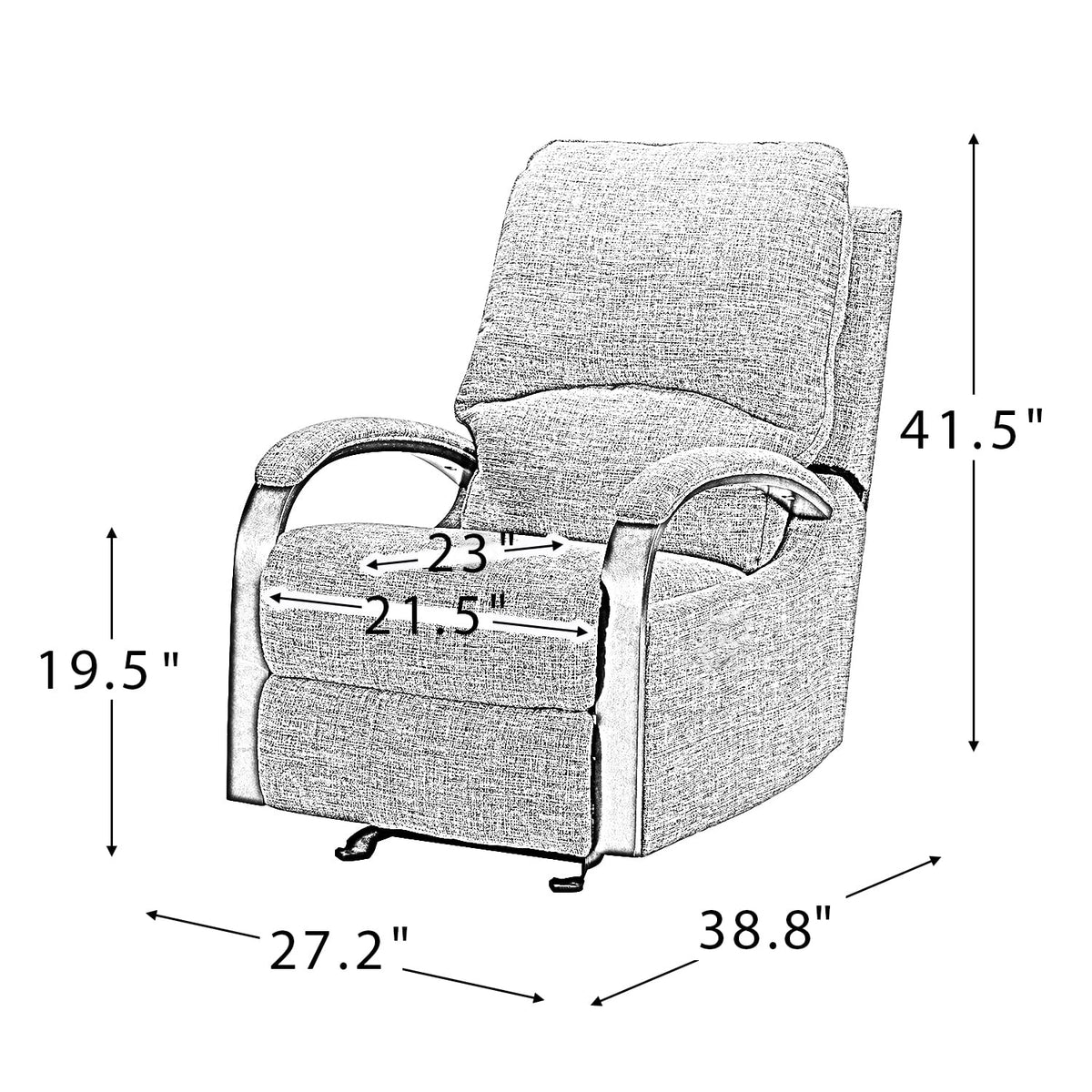 Sage Upholstered Rocking Recliner Chair with Metal Base S319